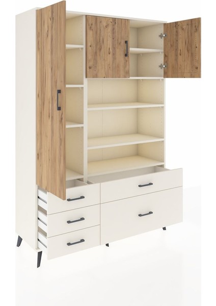 Hyperion Dolap 9 Raflı 5 Çekmeceli 3 Kapaklı 132X44X195 Aytaşı-Çam/aytaşı indirimleri