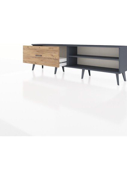Arges Tv Ünitesi Tek Raflı Tek Çekmeceli 176X30X51 Antrasit-Antrasit/çam modelleri