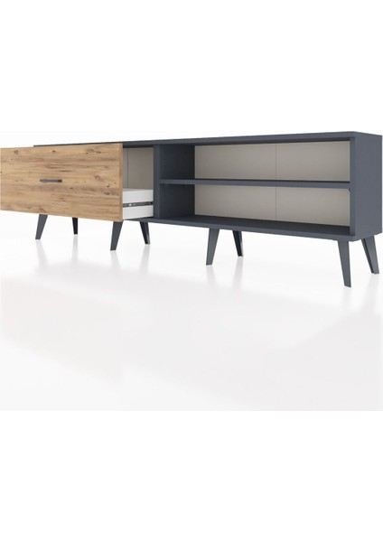 Arges Tv Ünitesi Tek Raflı Tek Çekmeceli 176X30X51 Antrasit-Antrasit/çam fırsatları