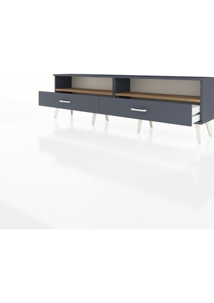 Arges Tv Ünitesi 2 Raflı 2 Çekmeceli 176X30X51 Antrasit-Çam/antrasit modelleri