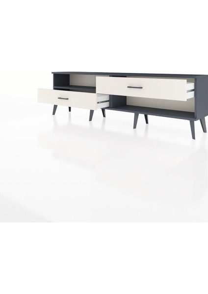 Arges Tv Ünitesi Tek Raflı 2 Çekmeceli 176X30X51 Antrasit-Antrasit/aytaşı modelleri