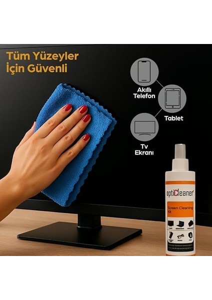 Opticleaner Since 2003 LCD Ekran Temizleme Seti - 250 ml Sprey + Özel Mikrofiber Bez | Bilgisayar, Laptop, Tablet, Tv, Telefon, Yazıcı, Kamera & Gözlük Için Antistatik, Çizmez ve Parlatıcı modelleri