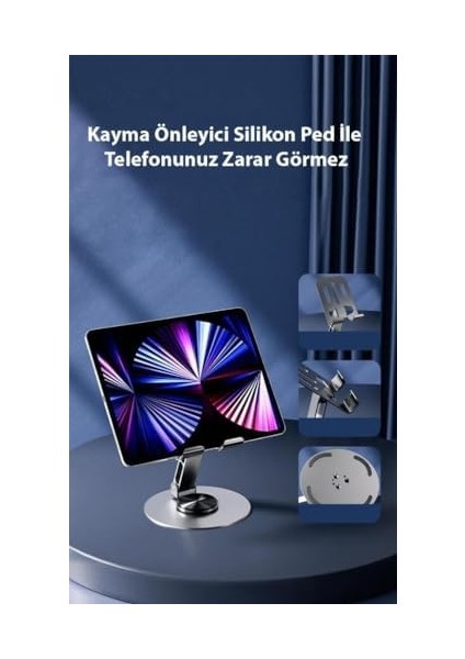 Alüminyum Yükseklik Ayarlı 360° Dönebilen Tablet Laptop Standı Masaüstü Telefon Tutucu Kaymaz Ped Mor fiyatları