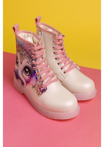 Elodie Sedef Çizgi Karakter Baskılı Bağcıklı Çocuk Bot modelleri