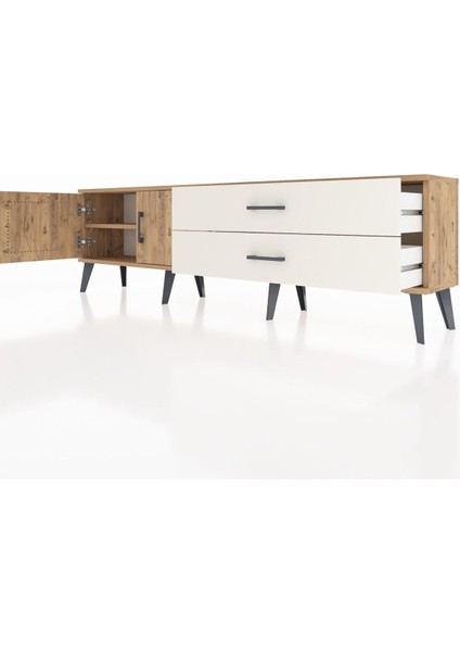 Arges Tv Ünitesi Tek Raflı 2 Çekmeceli 2 Kapaklı 176X30X51 Çam-Çam/aytaşı fırsatları