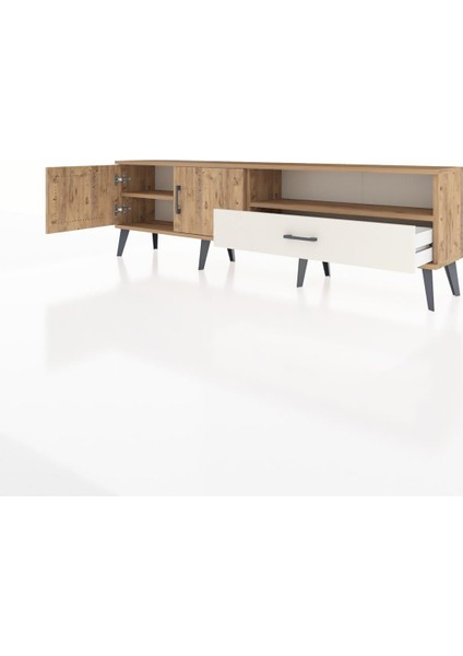 Arges Tv Ünitesi 2 Raflı Tek Çekmeceli 2 Kapaklı 176X30X51 Çam-Çam/aytaşı modelleri