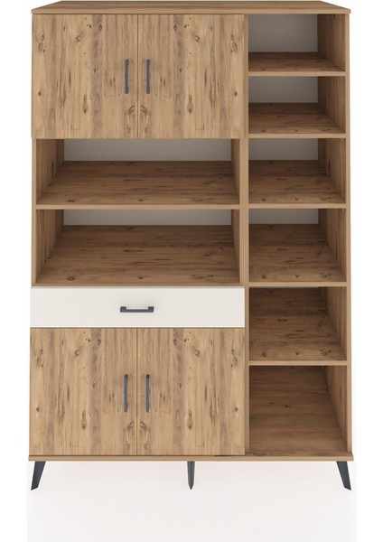 Kronos Dolap 10 Raflı Tek Çekmeceli 4 Kapaklı 132X59X195 Çam-Çam/aytaşı