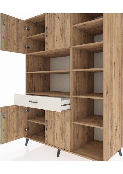 Kronos Dolap 10 Raflı Tek Çekmeceli 4 Kapaklı 132X59X195 Çam-Çam/aytaşı fırsatları