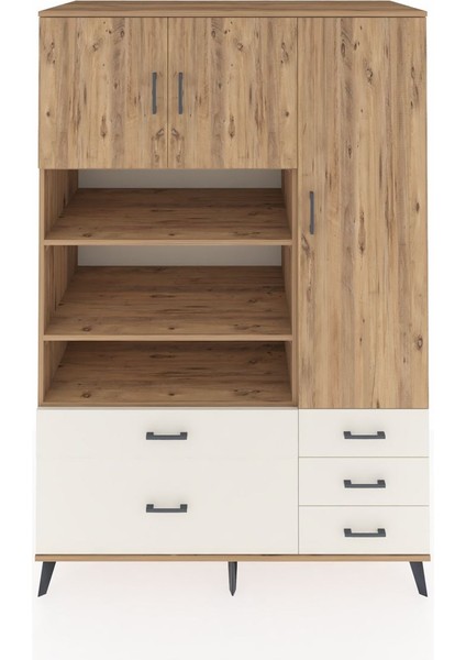 Kronos Dolap 9 Raflı 5 Çekmeceli 3 Kapaklı 132X59X195 Çam-Çam/aytaşı