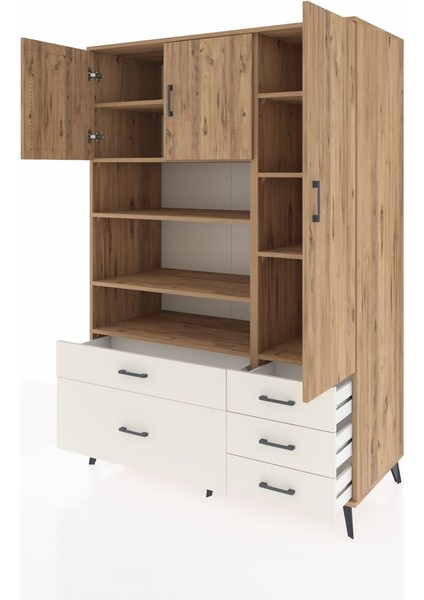 Kronos Dolap 9 Raflı 5 Çekmeceli 3 Kapaklı 132X59X195 Çam-Çam/aytaşı modelleri