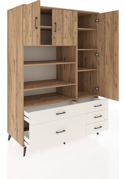 Kronos Dolap 9 Raflı 5 Çekmeceli 3 Kapaklı 132X59X195 Çam-Çam/aytaşı indirimleri