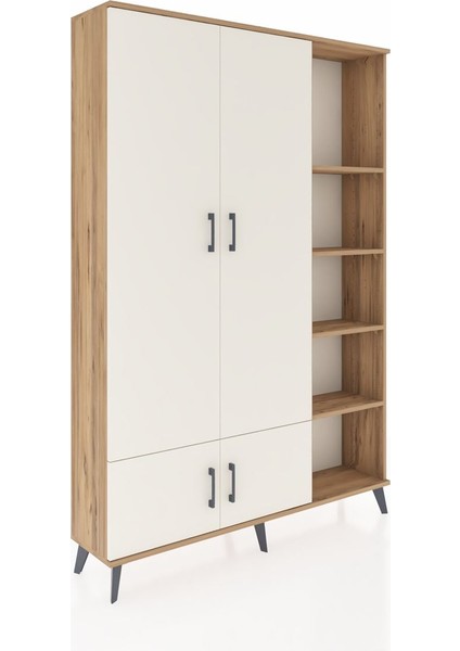 Arges Dolap 6 Raflı 4 Kapaklı Tek Askılı 132X30X195 Çam-Aytaşı/çam fiyatları