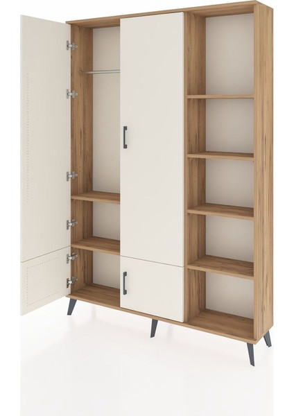 Arges Dolap 6 Raflı 4 Kapaklı Tek Askılı 132X30X195 Çam-Aytaşı/çam modelleri