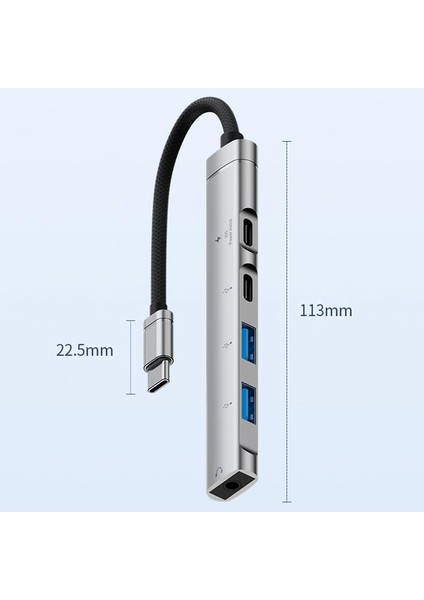 Type-C Hub, 5in1, 2 Adet Type-C, 2 Adet Usb-A Çoklayıcı, 3,5 mm Kulaklık Çıkışlı USB C Hub Adaptörü ile Uyumlu H03 fiyatları