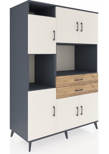 Kronos Dolap 8 Raflı 2 Çekmeceli 6 Kapaklı 132X59X195 Antrasit-Aytaşı/çam fiyatları