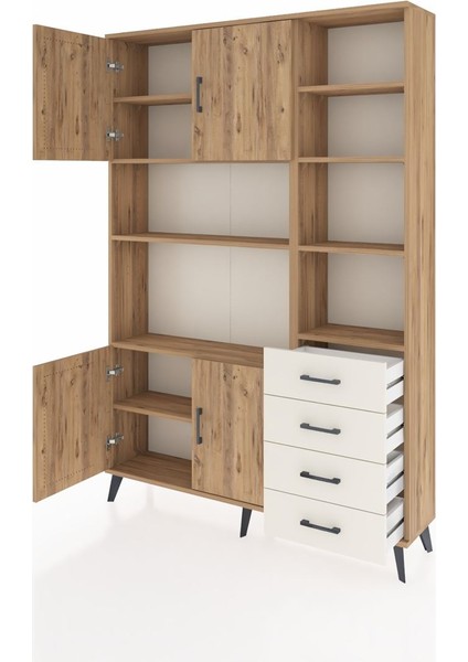 Arges Dolap 9 Raflı 4 Çekmeceli 4 Kapaklı 132X30X195 Çam-Çam/aytaşı modelleri