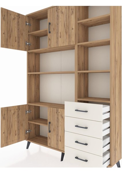 Arges Dolap 9 Raflı 4 Çekmeceli 4 Kapaklı 132X30X195 Çam-Çam/aytaşı fırsatları