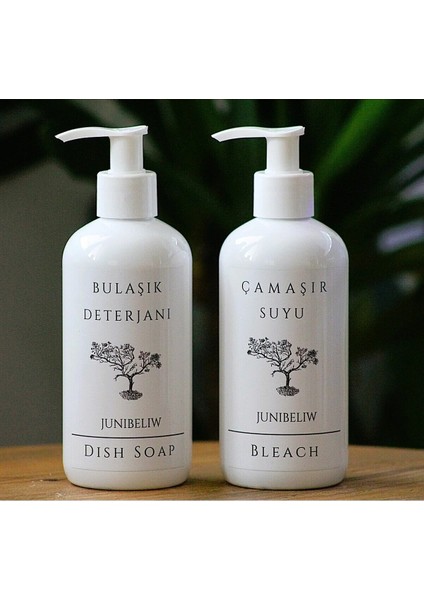 2li Set Beyaz Boş Mika Plastik Şişe Bulaşık Deterjanlık Çamaşır Suyu 2X400ML