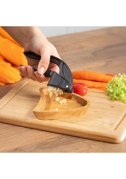 Döküm Sarımsak Ezici - Çelik Sarımsak Presi, ve Pratik Sarımsak Ezeceği, Dayanıklı Paslanmaz Çelik Gövde, Siyah