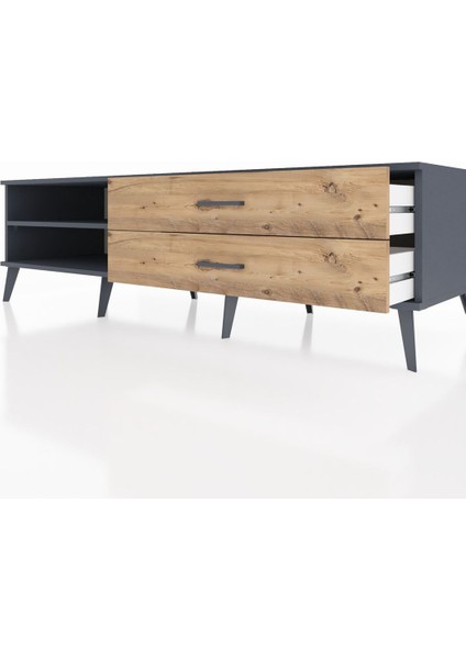 Kronos Tv Ünitesi Tek Raflı 2 Çekmeceli 176X59X51 Antrasit-Antrasit/çam fırsatları