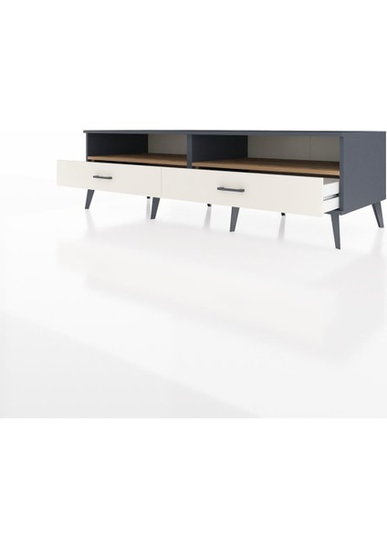 Kronos Tv Ünitesi 2 Raflı 2 Çekmeceli 176X59X51 Antrasit-Çam/aytaşı modelleri