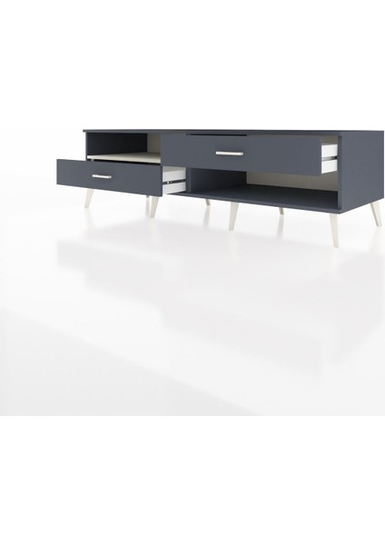 Kronos Tv Ünitesi Tek Raflı 2 Çekmeceli 176X59X51 Antrasit-Aytaşı/antrasit modelleri