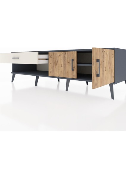 Kronos Tv Ünitesi Tek Raflı Tek Çekmeceli 2 Kapaklı 176X59X51 Antrasit-Çam/aytaşı fırsatları