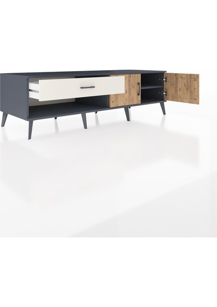 Kronos Tv Ünitesi Tek Raflı Tek Çekmeceli 2 Kapaklı 176X59X51 Antrasit-Çam/aytaşı indirimleri