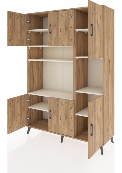 Hyperion Dolap 9 Raflı 6 Kapaklı 132X44X195 Çam-Çam/aytaşı modelleri