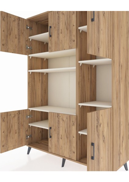 Hyperion Dolap 9 Raflı 6 Kapaklı 132X44X195 Çam-Çam/aytaşı fırsatları