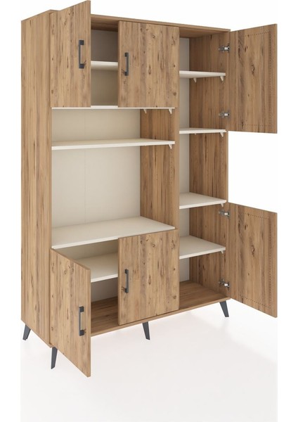 Hyperion Dolap 9 Raflı 6 Kapaklı 132X44X195 Çam-Çam/aytaşı indirimleri