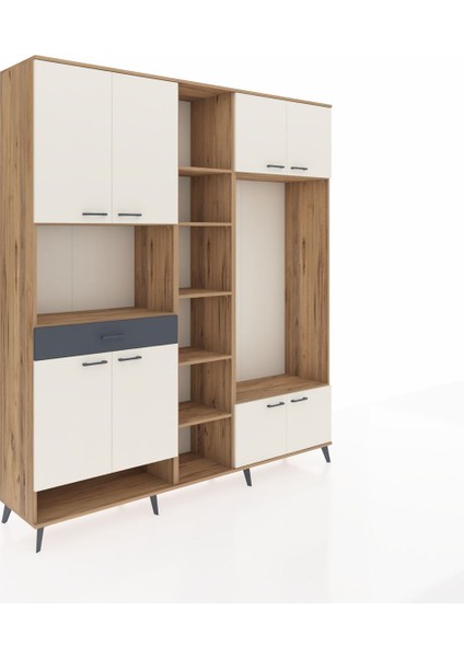 Hyperion Dolap 12 Raflı Tek Çekmeceli 8 Kapaklı 220X44X243 Çam-Aytaşı/antrasit fiyatları