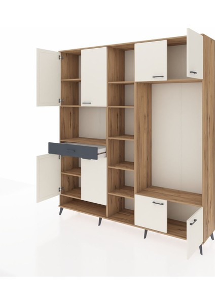 Hyperion Dolap 12 Raflı Tek Çekmeceli 8 Kapaklı 220X44X243 Çam-Aytaşı/antrasit modelleri