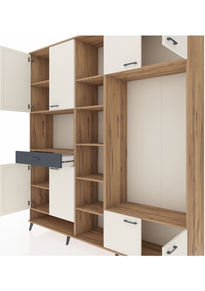 Hyperion Dolap 12 Raflı Tek Çekmeceli 8 Kapaklı 220X44X243 Çam-Aytaşı/antrasit fırsatları