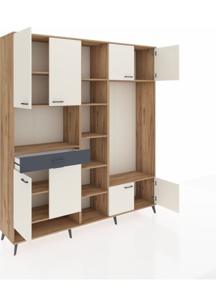 Hyperion Dolap 12 Raflı Tek Çekmeceli 8 Kapaklı 220X44X243 Çam-Aytaşı/antrasit indirimleri