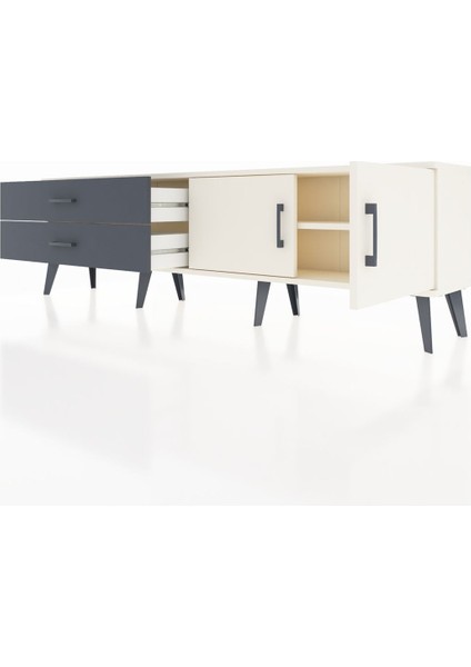 Arges Tv Ünitesi Tek Raflı 2 Çekmeceli 2 Kapaklı 176X30X51 Aytaşı-Aytaşı/antrasit fırsatları