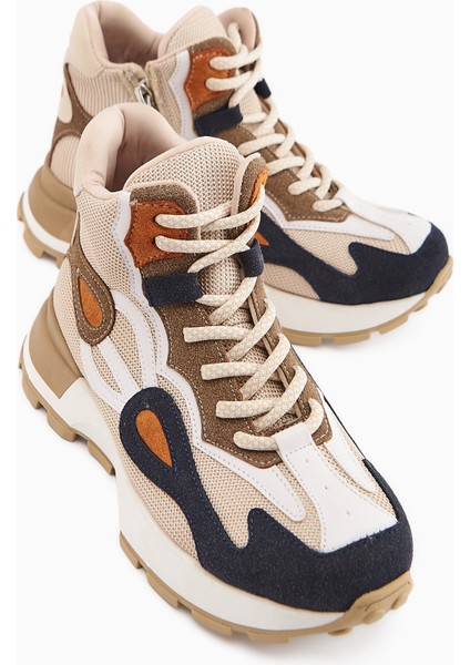 Emma Lacivert Süet Detaylı Bağcıklı Kadın Spor Bot modelleri