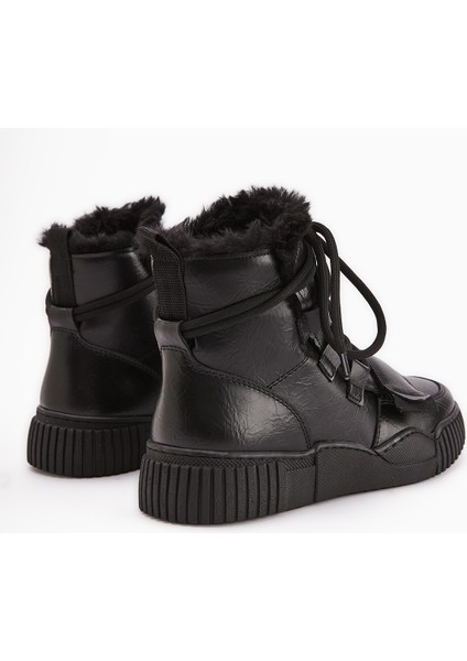 Yanisa Siyah Kürklü Bağcıklı Kadın Spor Bot indirimleri