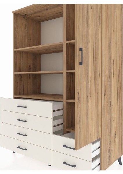 Kronos Dolap 7 Raflı 6 Çekmeceli Tek Kapaklı 132X59X195 Çam-Çam/aytaşı fırsatları