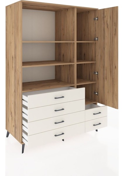 Kronos Dolap 7 Raflı 6 Çekmeceli Tek Kapaklı 132X59X195 Çam-Çam/aytaşı indirimleri