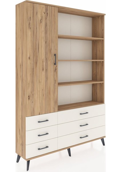 Arges Dolap 8 Raflı 6 Çekmeceli Tek Kapaklı 132X30X195 Çam-Çam/aytaşı fiyatları