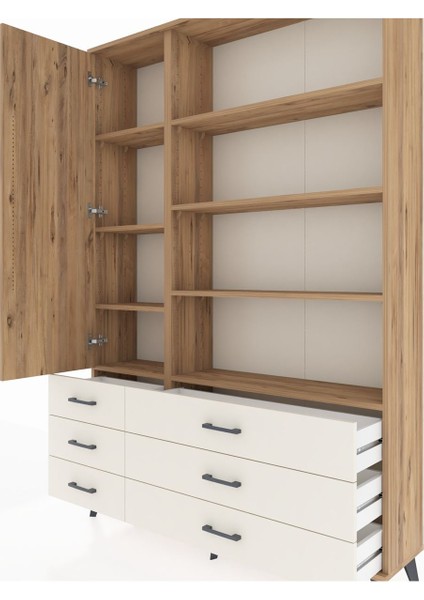 Arges Dolap 8 Raflı 6 Çekmeceli Tek Kapaklı 132X30X195 Çam-Çam/aytaşı fırsatları