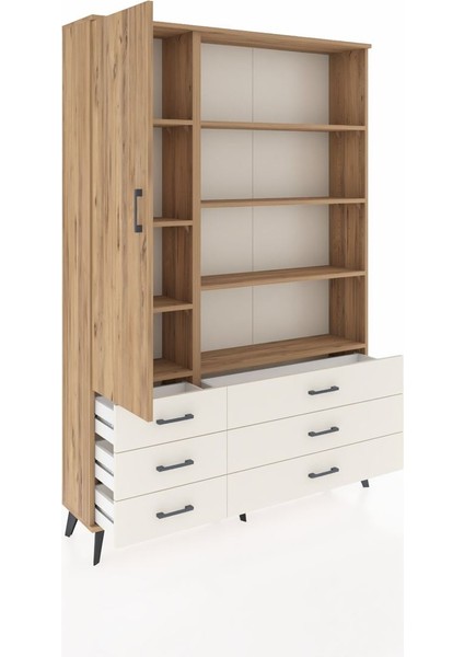 Arges Dolap 8 Raflı 6 Çekmeceli Tek Kapaklı 132X30X195 Çam-Çam/aytaşı indirimleri