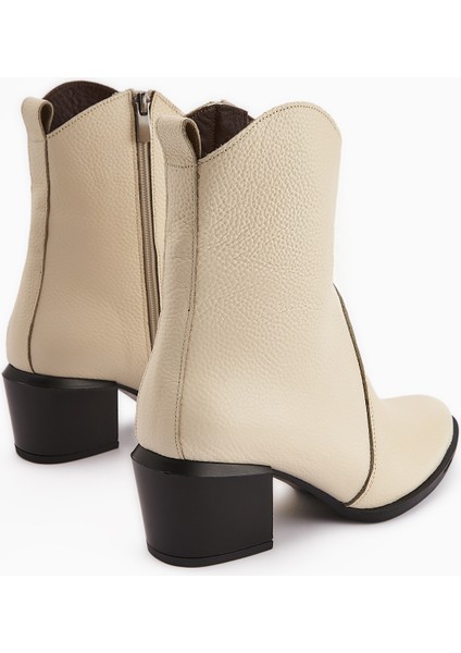 Ubax Hakiki Deri Bej Topuklu Kadın Bot fırsatları