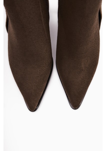 Mayvi Kahve Süet Toka Detaylı Topuklu Kadın Bot indirimleri