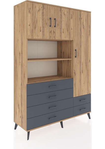 Hyperion Dolap 9 Raflı 6 Çekmeceli 3 Kapaklı 132X44X195 Çam-Çam/antrasit fiyatları