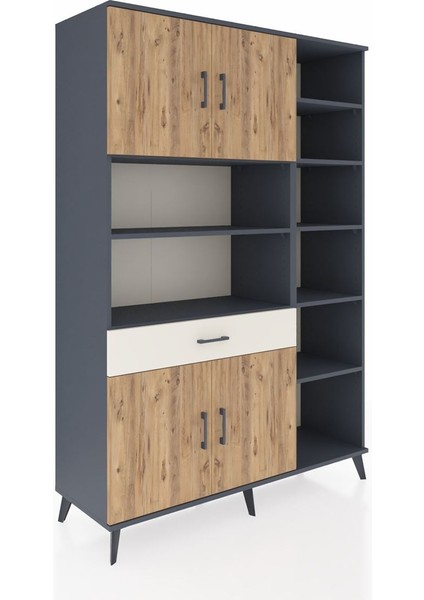 Hyperion Dolap 10 Raflı Tek Çekmeceli 4 Kapaklı 132X44X195 Antrasit-Çam/aytaşı fiyatları