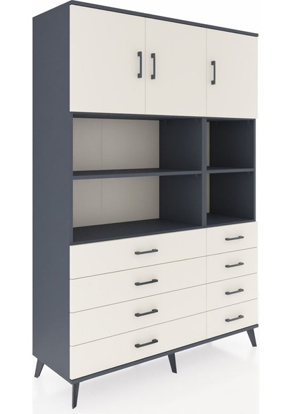 Hyperion Dolap 8 Raflı 8 Çekmeceli 3 Kapaklı 132X44X195 Antrasit-Aytaşı/aytaşı fiyatları