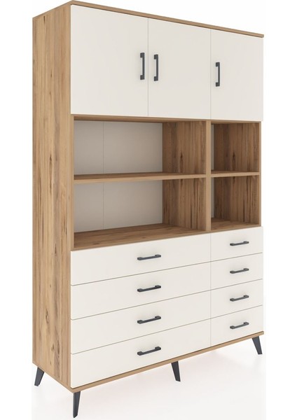 Hyperion Dolap 8 Raflı 8 Çekmeceli 3 Kapaklı 132X44X195 Çam-Aytaşı/aytaşı fiyatları