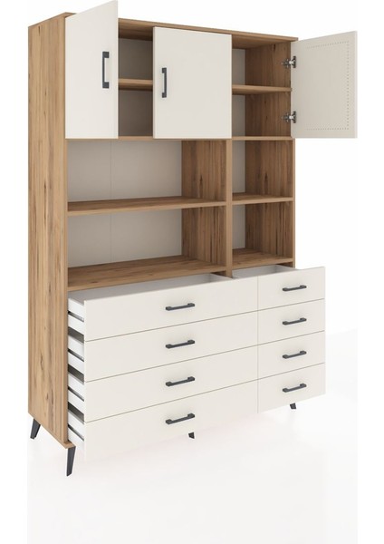 Hyperion Dolap 8 Raflı 8 Çekmeceli 3 Kapaklı 132X44X195 Çam-Aytaşı/aytaşı indirimleri